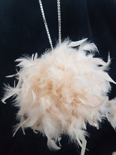 Load image into Gallery viewer, Feather Pomander With Rhinestone chain handle  Feather Kissing Ball. Feather Flower Girl Bouquet.   Artificial Wedding accessory ANY COLOUR
