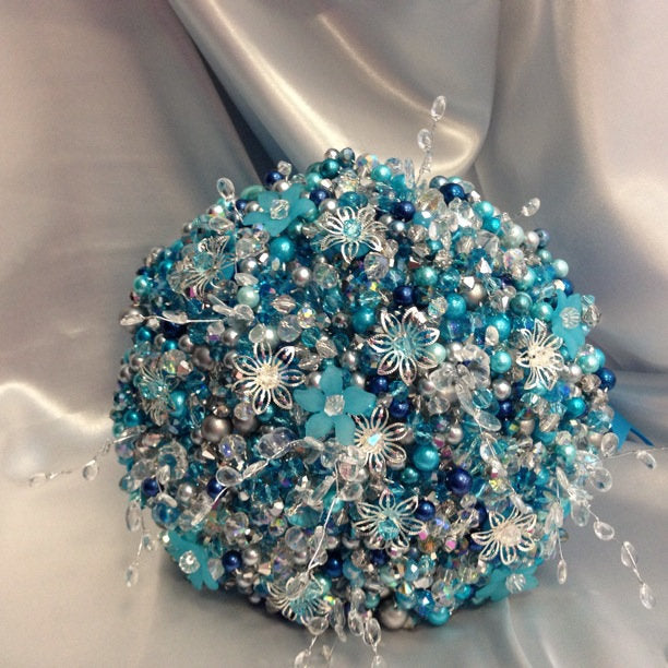 Pearl and crystal wedding bouquet  &  boutonniere  flower girl wand many colours