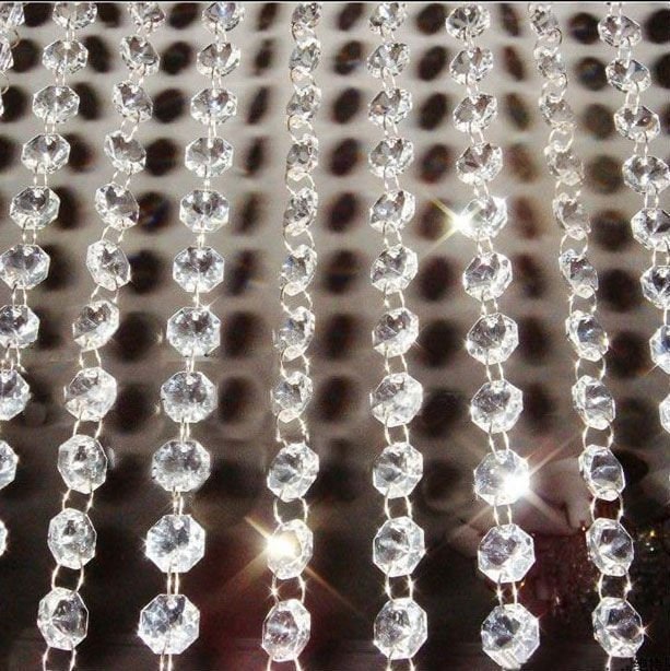 GLASS Crystal Garland 1 metre , Centerpiece Decoration Wedding Reception decor  REAL crystal beads, gold or clear, by Crystal wedding uk