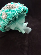 Load image into Gallery viewer, Brooch Bouquet,Robins egg blue, duck egg blue  teel rose bouquet. by Crystal wedding uk
