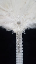 Load image into Gallery viewer, Snowflake  Feather Fan bouquet, winter wedding, Christmas bouquet.
