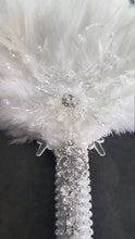Load image into Gallery viewer, Snowflake  Feather Fan bouquet, winter wedding, Christmas bouquet.
