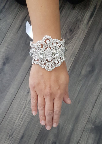Wedding Cuff,  Vintage Glam,Art Deco, Crystal rhinestone  bracelet. by Crystal wedding uk