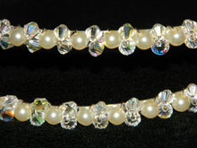 Load image into Gallery viewer, Pearl and crystal double tiara  band
