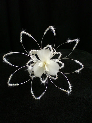 Wedding bouquet  with Crystal Lotus flower wire and  feather petals   Alternative bridal flowers by Crystal wedding uk