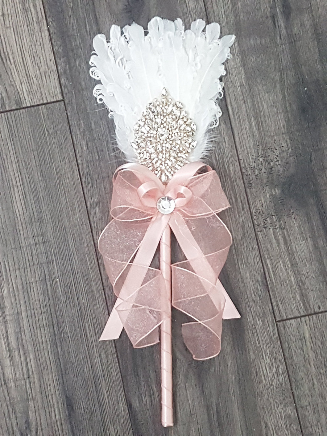 Bridesmaid Feather Fan flower girl wand. feather bouquet,  Great Gatsby 1920's wedding - ANY COLOUR