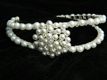 Load image into Gallery viewer, Pearl tiara, crystal hairband
