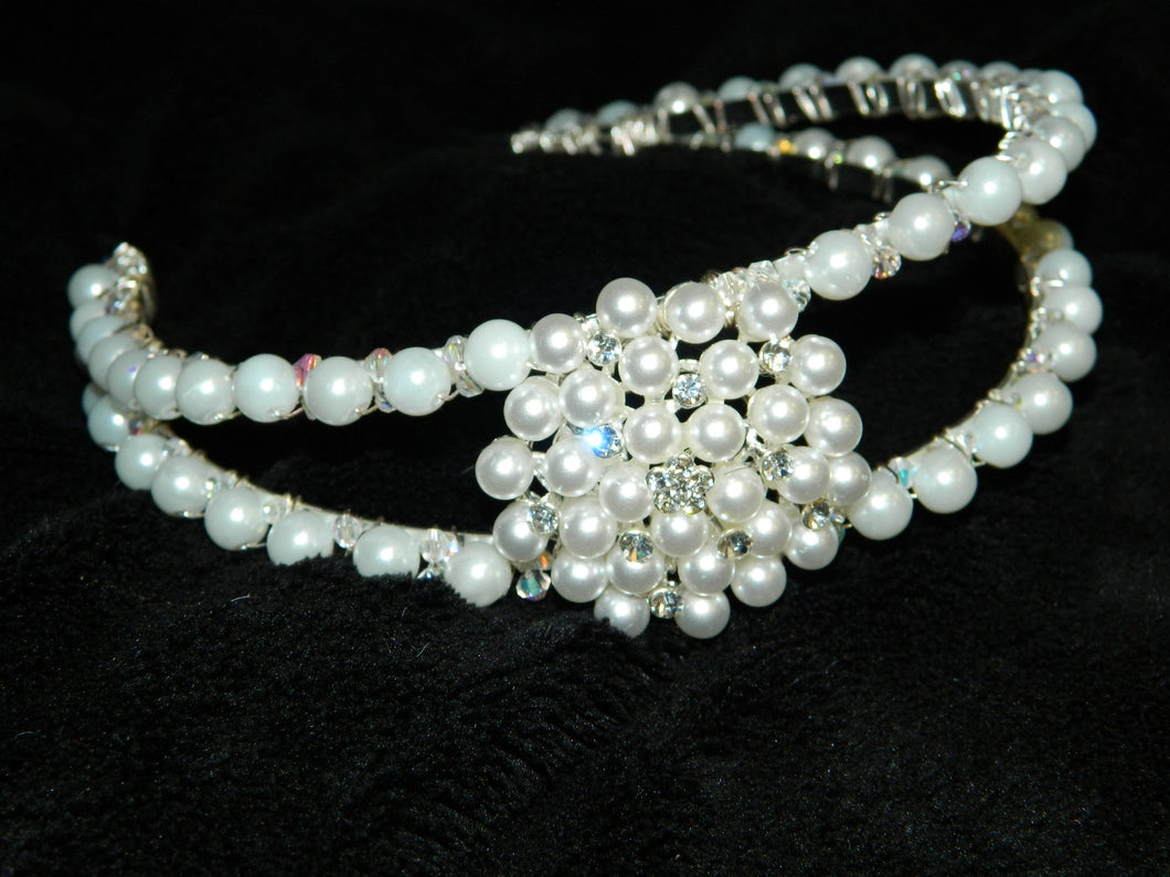Pearl tiara, crystal hairband