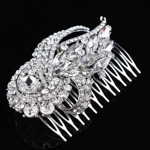 Rhinestone Bridal Comb, Large Crystal Brides Art Deco Hair Comb,  wedding hair slides. by Crystal wedding uk