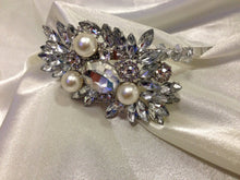 Load image into Gallery viewer, Large side tiara, Pearl crystal hairband, hairpeice
