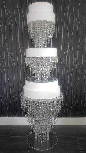 Crystal wedding cake table. cake stand, chandelier style  Table -  TALL FLOOR STANDING sizes with Led by Crystal wedding uk