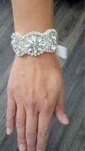 Load image into Gallery viewer, Wedding Cuff Bracelet Great Gatsby Vintage Glam Art Deco Crystal rhinestone  bridesmaid flower girl  small size- by Crystal wedding uk
