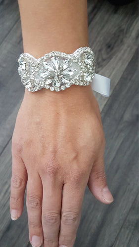 Wedding Cuff Bracelet Great Gatsby Vintage Glam Art Deco Crystal rhinestone  bridesmaid flower girl  small size- by Crystal wedding uk