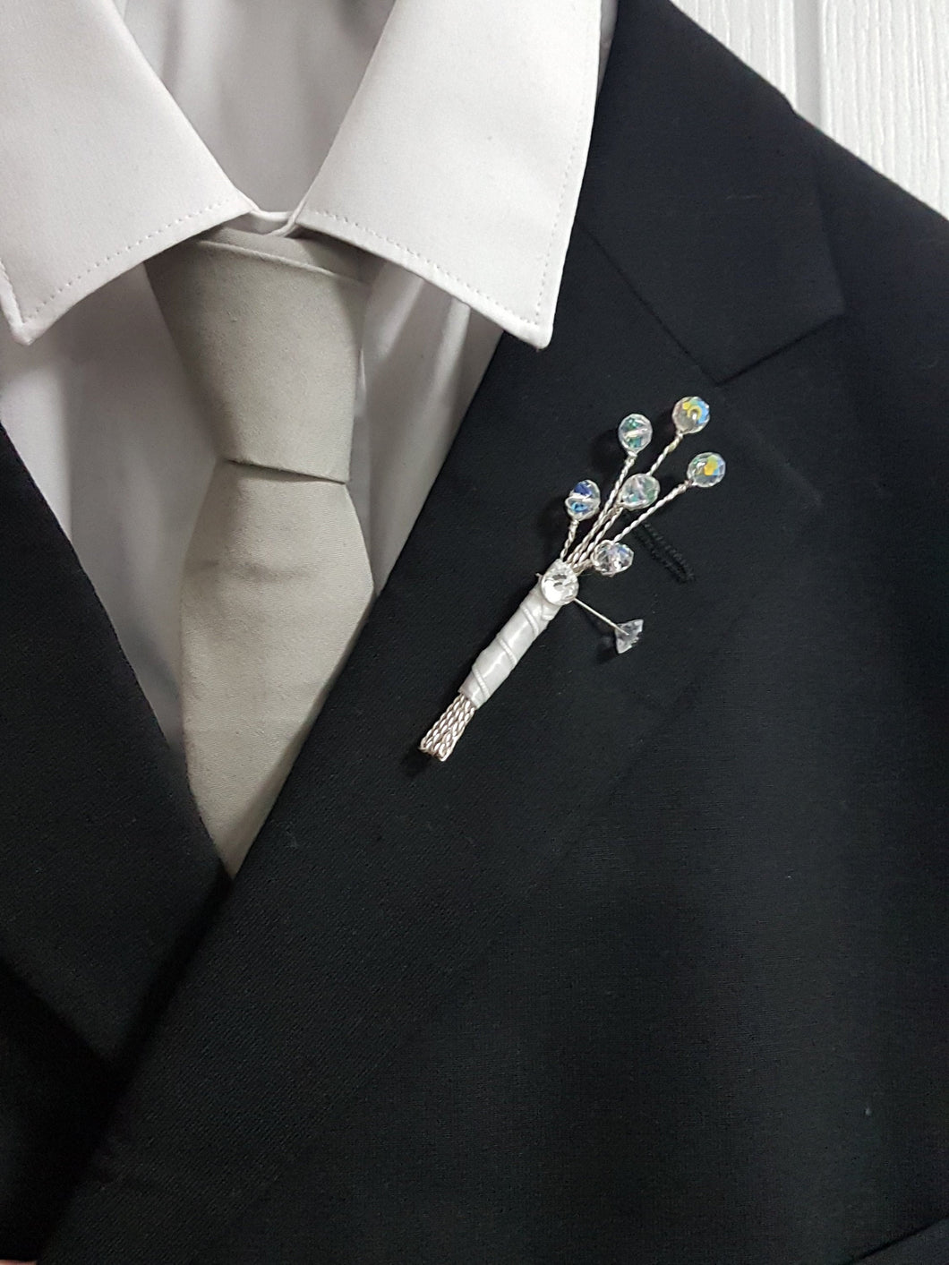 Groom Boutonniere, crystal wire buttonhole  Wedding Buttonhole Pin.  Wedding Boutonnière by Crystal wedding uk