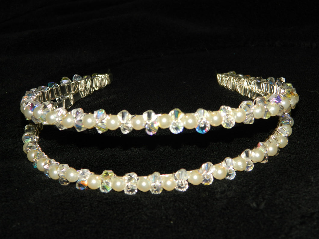 Pearl and crystal double tiara  band