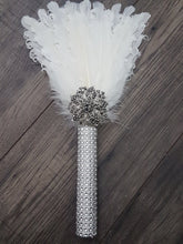 Load image into Gallery viewer, Bridesmaid Feather Fan bouquet,  Great Gatsby 1920&#39;s wedding - red,  graphite
