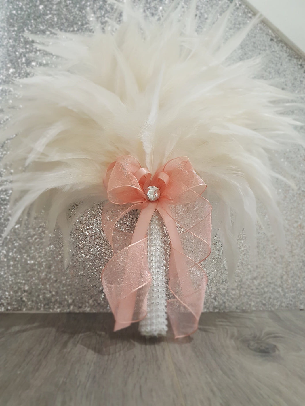 Brides Feather bouquet, Great Gatsby wedding style -ready to ship by Crystal wedding uk