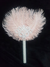 Load image into Gallery viewer, Bridesmaids Feather wand Fan, brooch bouquet,  Alternative  Bouquet by Crystal wedding uk
