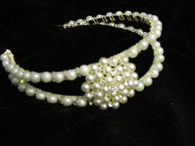 Load image into Gallery viewer, Pearl tiara, crystal hairband
