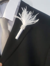Load image into Gallery viewer, Feather Crystal  4pcs rhinestone Boutonnière  -ANY COLOUR by Crystal wedding uk
