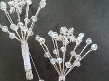 Load image into Gallery viewer, Snowflake buttonhole with Ab crystals  for a Winter wedding by Crystal wedding uk
