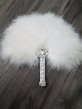 Load image into Gallery viewer, Feather Fan  bouquet luxury  alternative  Bouquet  Great Gatsby wedding style -ANY COLOUR  Artificial bouquet by Crystal wedding uk
