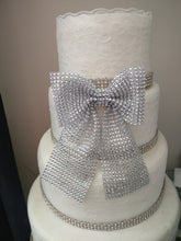 Load image into Gallery viewer, Diamante cake bow .bling bow,  cake decorations topper + 1m of ribbon by Crystal wedding uk
