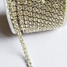Load image into Gallery viewer, 3 Feet/1 Yard SS18 4.3mm Rhinestone Chain, Crystal silver or gold Plated, Wedding Cake Banding.

