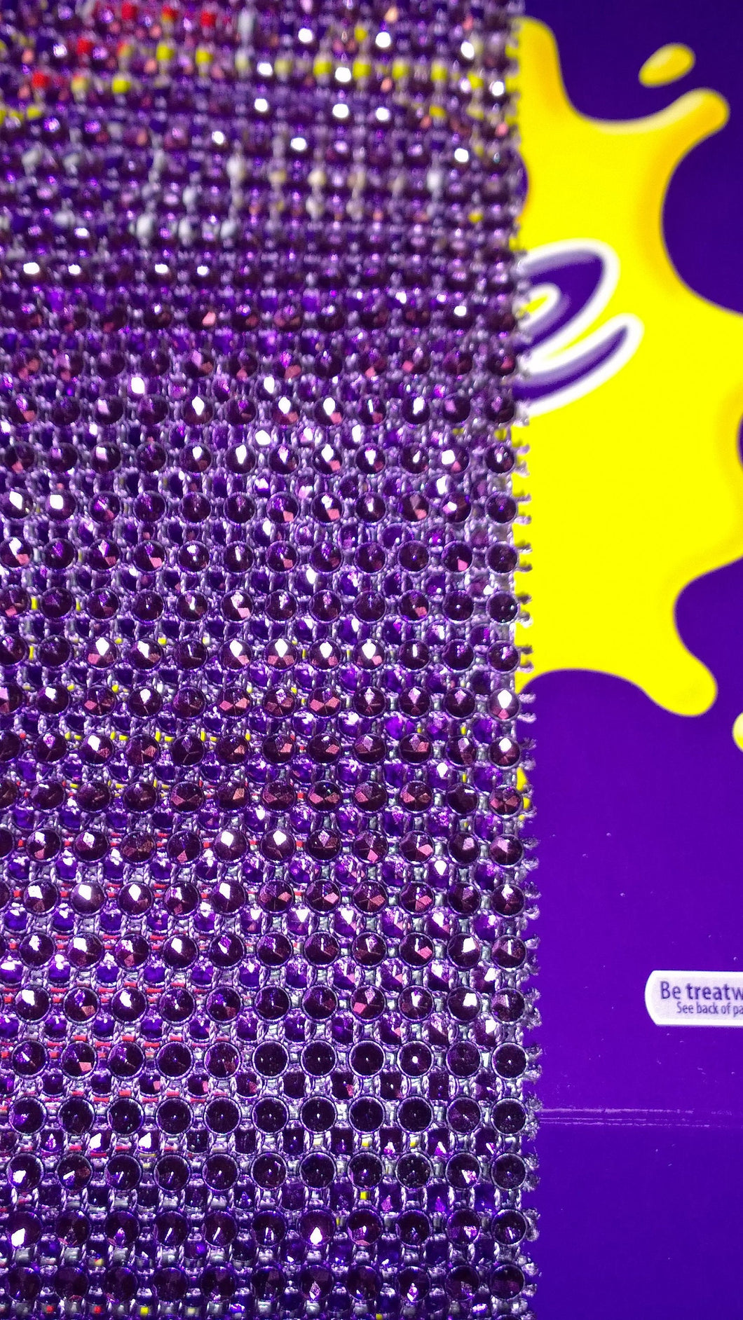 Cadbury purple Rhinestone ribbon, Diamond Mesh, Diamante Bling, Crystal trim 1 METER cake trim. by Crystal wedding uk