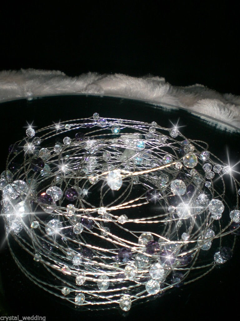 Crystal wire Garland ,Centerpiece Wedding  Decoration, REAL glass crystal beads,  gold, silver or  rose gold wire. Made to order.
