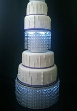Load image into Gallery viewer, Faux Crystal Diamante wedding cake stand set of 2  with  lights
