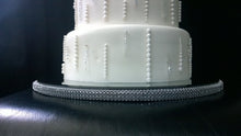 Load image into Gallery viewer, Diamante Rhinestone cake stand, platform plate White or ivory pearl &amp; real glass crystals
