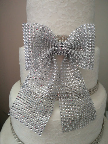 Diamante cake bow .bling bow,  cake decorations topper + 1m of ribbon by Crystal wedding uk