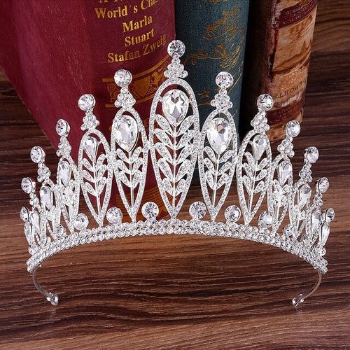 Tall  crystal tiara crown  Couture inspired modern crystal tiara Clear rhinestone crystal by Crystal wedding uk