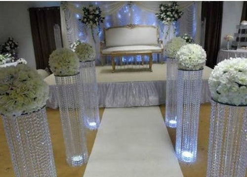 6pcs Acrylic table centerpiece, + LED lights, Hanging Chandelier stand, Wedding Table , Aisle  Event Decoration by Crystal wedding uk
