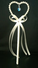 Load image into Gallery viewer, ivory Pearl heart flower girl wand, bridesmaid wand. by Crystal wedding uk
