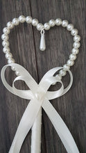 Load image into Gallery viewer, Pearl heart flower girl wand by Crystal wedding uk
