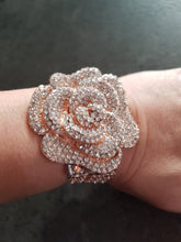 Load image into Gallery viewer, Wrist corsage  4 pieces ,Crystal Rose Wedding Cuff, bridesmaid Bracelet,  Rose gold by Crystal wedding uk
