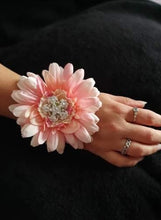 Load image into Gallery viewer, Gerbera wrist corsage,  Wedding  Corsage - prom corsage, blush pink peach
