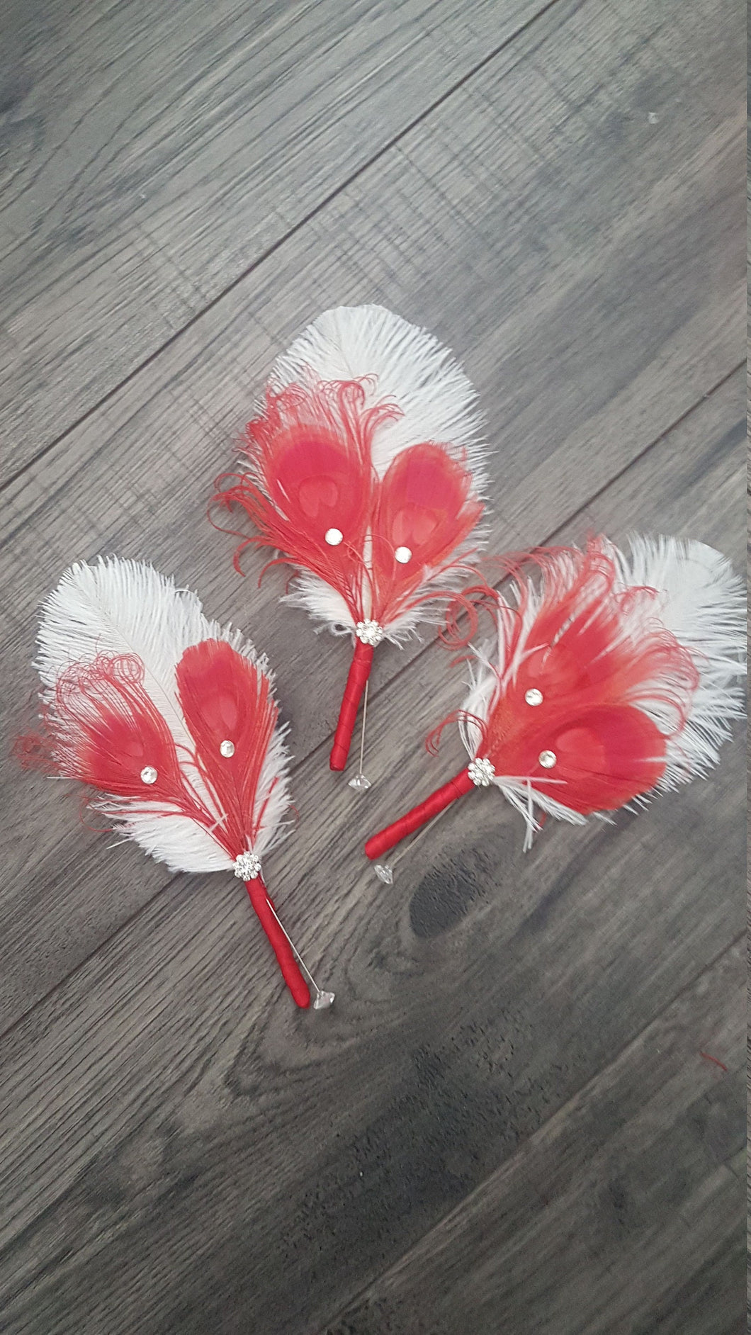 Feather buttonhole Boutonnière , Ostrich, Peacock,    Artificial  alternative  Great Gatsby wedding style -ANY COLOUR by Crystal wedding uk