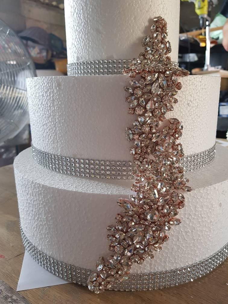 Cake jewelery, Cake brooch , crystal rhinestone cake decoration - Silver, Gold or Rose gold, FA-336 by Crystal wedding uk