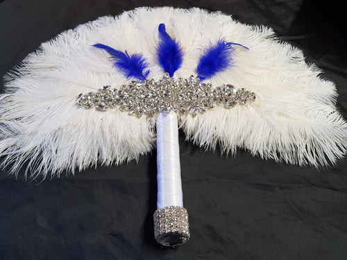 Feather Fan bouquet, Great Gatsby wedding style 1920's - any colour as custom made by Crystal wedding uk