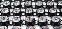 Load image into Gallery viewer, Crystal Diamante rhinestone ribbon flexible trim for cakes  CLEAR/BLACK BASE  1yrd by Crystal wedding uk
