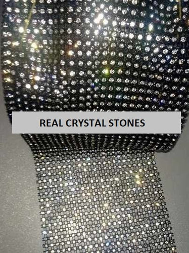 Crystal Diamante rhinestone ribbon flexible trim for cakes  CLEAR/BLACK BASE  1yrd by Crystal wedding uk