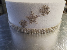 Load image into Gallery viewer, Snowflake diamante  Cake  topper decorations for a Winter wedding cake by Crystal wedding uk
