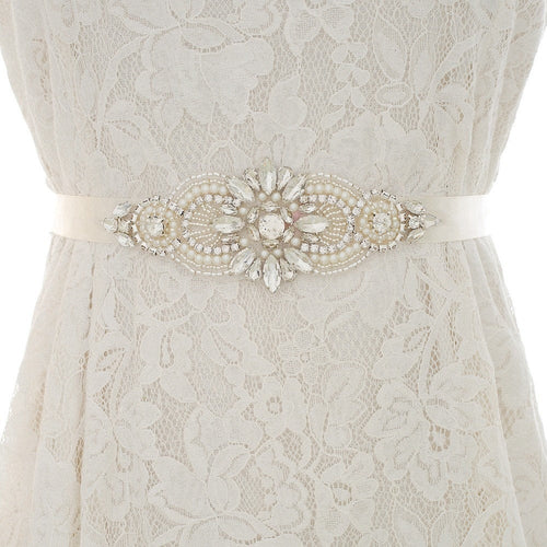 Brides sash belt , rhinestone pearl  bridal dress belt.