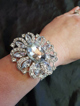 Load image into Gallery viewer, Wrist corsage ,Crystal rhinestone OVAL Wedding Cuff, bridesmaid Bracelet by Crystal wedding uk
