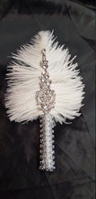 Load image into Gallery viewer, Feather buttonhole Boutonnière , Ostrich  Feather and rhinestones by Crystal wedding uk
