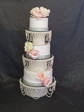Load image into Gallery viewer, Pearl wedding cake stands, pearl cake dividers. cake tier separators ,  Ivory by Crystal wedding uk
