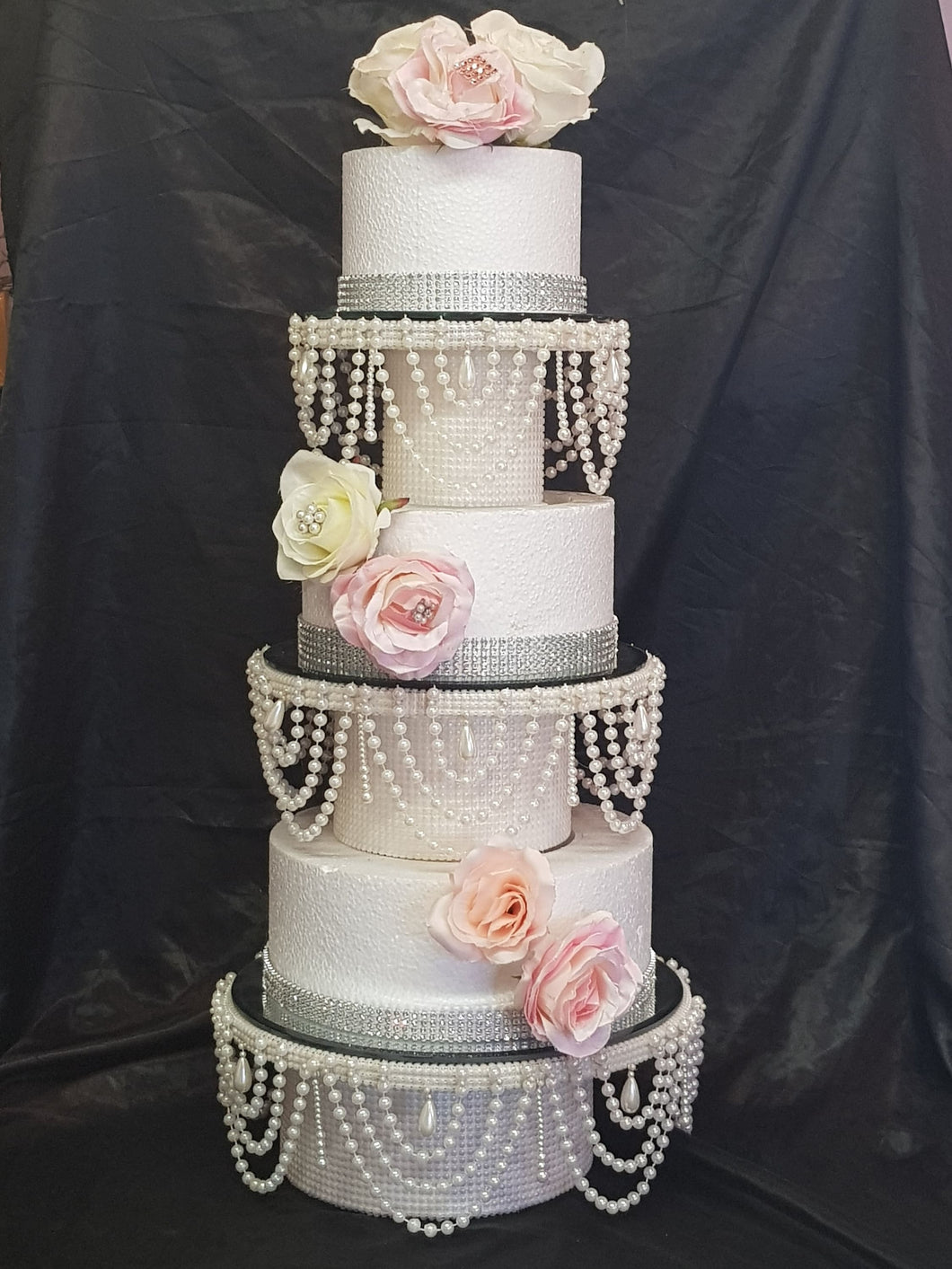 Pearl wedding cake stands, pearl cake dividers. cake tier separators ,  Ivory by Crystal wedding uk